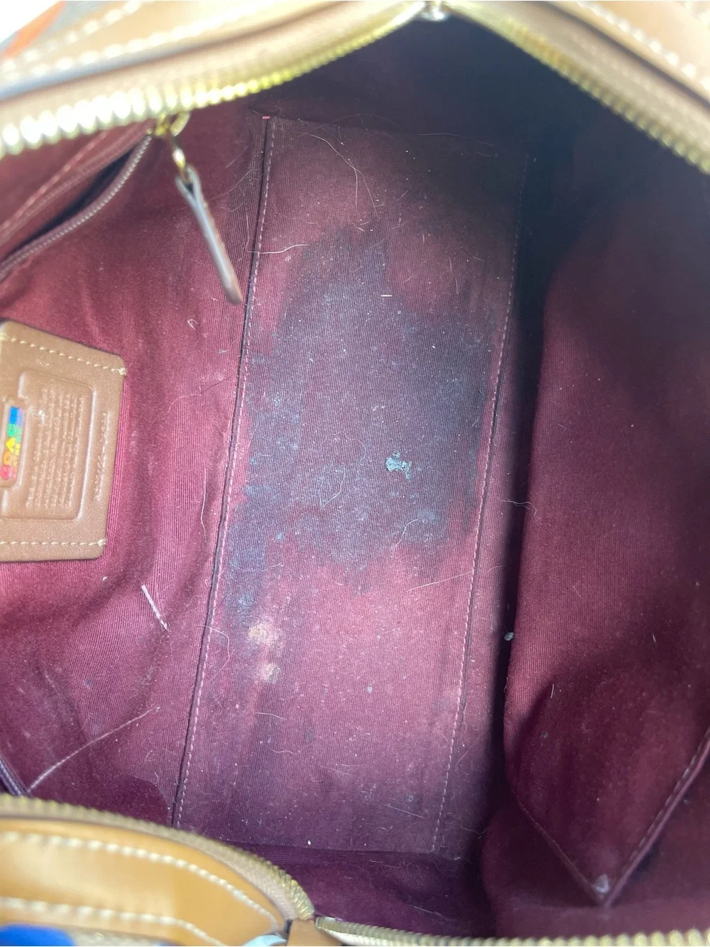 Coach Multicolor crossbody Rainbow Signature Bag in Tan with Leather Trim